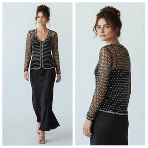 Elegant Black and Silver Mesh Evening Gown